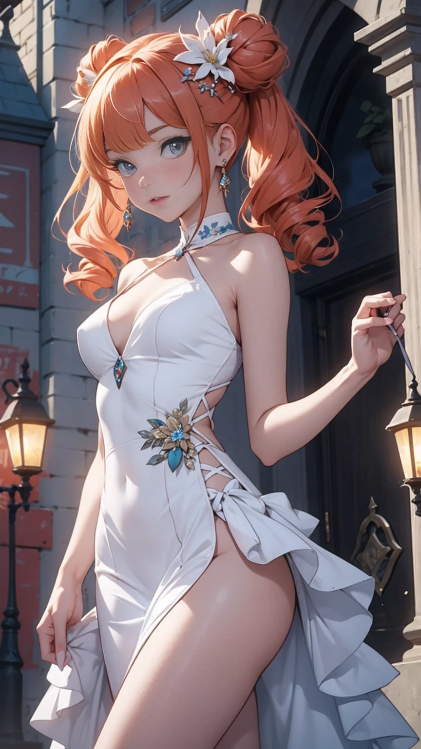 (1 lady), (Best quality at best:1.4), (ultra - detailed), (extremely detailed CG unified 16k), A Beautiful Woman with Perfect Figure: 1.4, Sharp Focus: 1.2, very detailed, High-definition RAW color photo, professional photoshooting, amazing face and eyes, cosmetics, (amazingly beautiful girl), ((lola bunny cosplay)), standing, sexyposture，(Stylish apartment room), realistic cinematic face, ((realistic natural orange red blonde hair style, red eyes, short hair)), gorgeous, extremely beautiful face, perfect model beauty, Highly Detailed Face and Skin Texture, Detailed Eyes, Double Eyelids, (masterpiece), best quality, high resolution, extremely detailed, blurred background, depth of field, cinematic lighting, amazing legs, high heels, clear and well-cared skin, athletic, (big proportions body, a bit fat), looking at viewer,