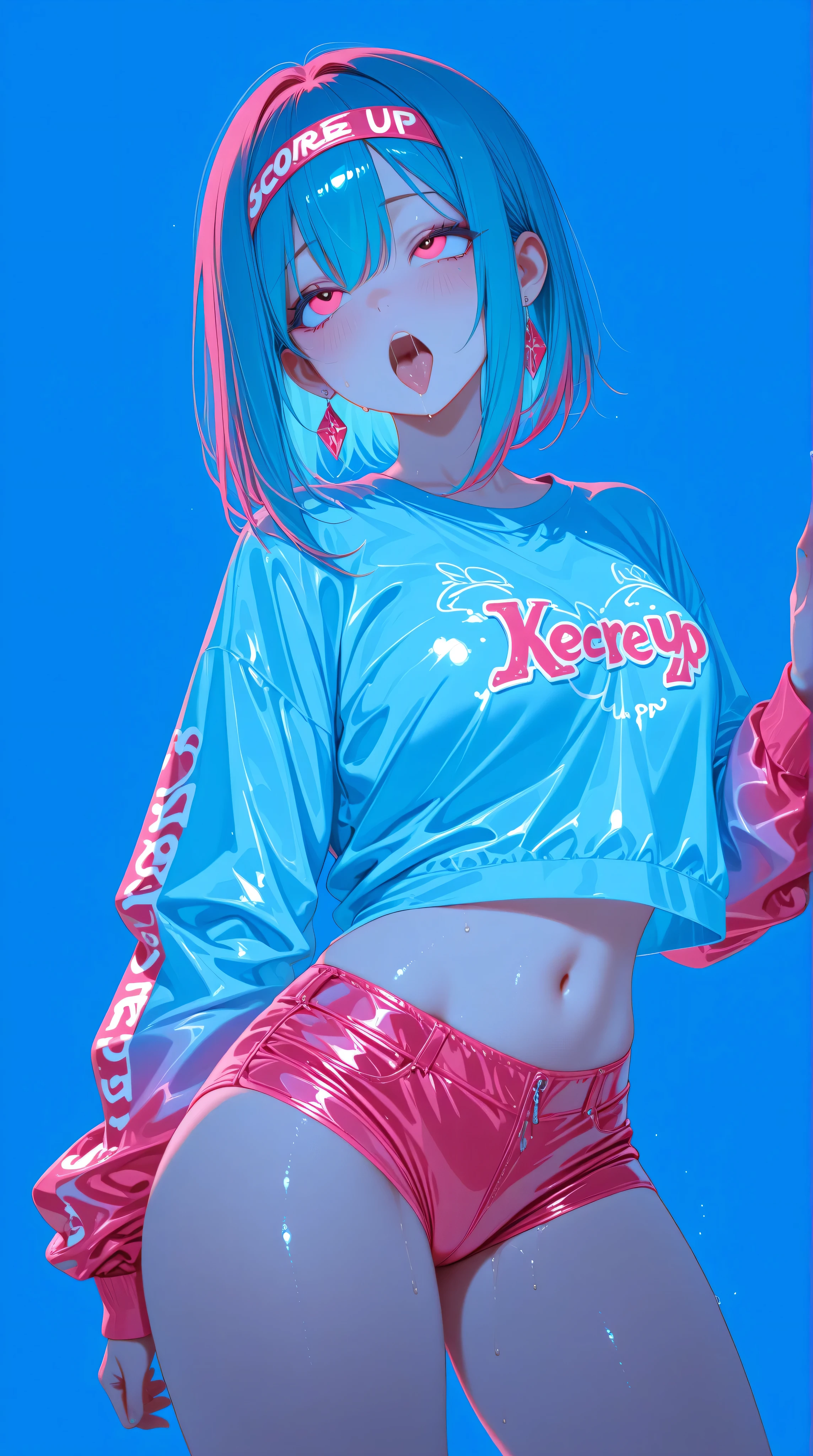 Kizi,Highly detailed, Amazing work,Vitreous luster,((clean backdrop)),In pink,(((blue colors))),green color,red colour,Best quality at best,clean backdrop。ahegao, sexy fashion,