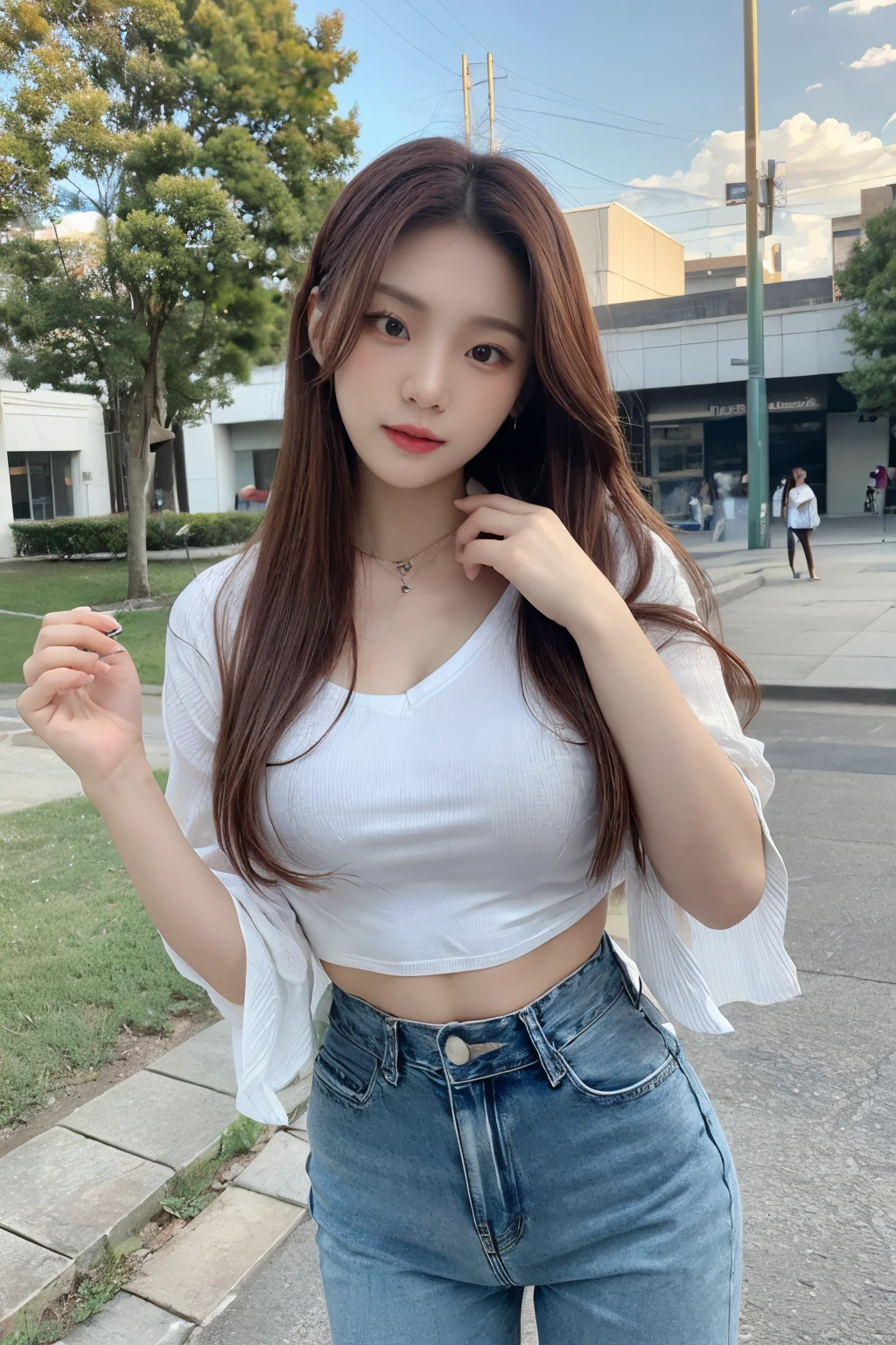 8k,highest quality, masterpiece, super detailed, 超High resolution, realistic, RAW photo, disorganized, absolute resolution, 1 girl, whole body, looking at the viewer,young beautiful japanese woman, super cute face, glamorous look, big breasts,long bob hair,smile, (White t-shirt and denim miniskirt:1.3),Gravure pose on a beautiful beach ,glossy lips, detailed and beautiful eyes,double eyelids in both eyes, natural makeup, shiny smooth light brown long bob hair, asymmetrical bangs, shiny skin, center image, High resolution, high detail, detailed hairstyle, detailed face, great movie lighting, octane rendering, lively, surreal, perfect limbs, perfect anatomy