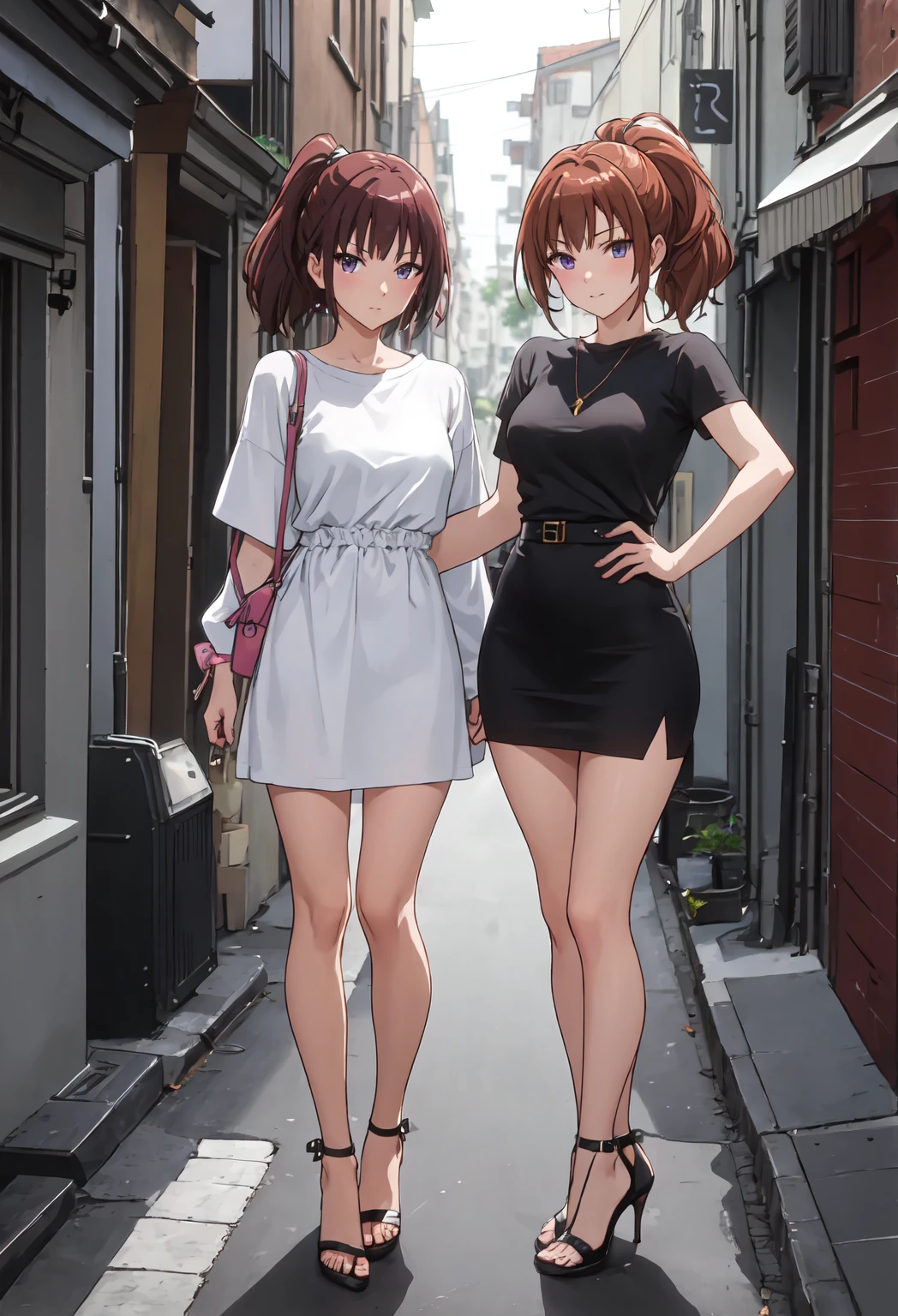 A Japanese woman in long boots and a swimsuit is walking