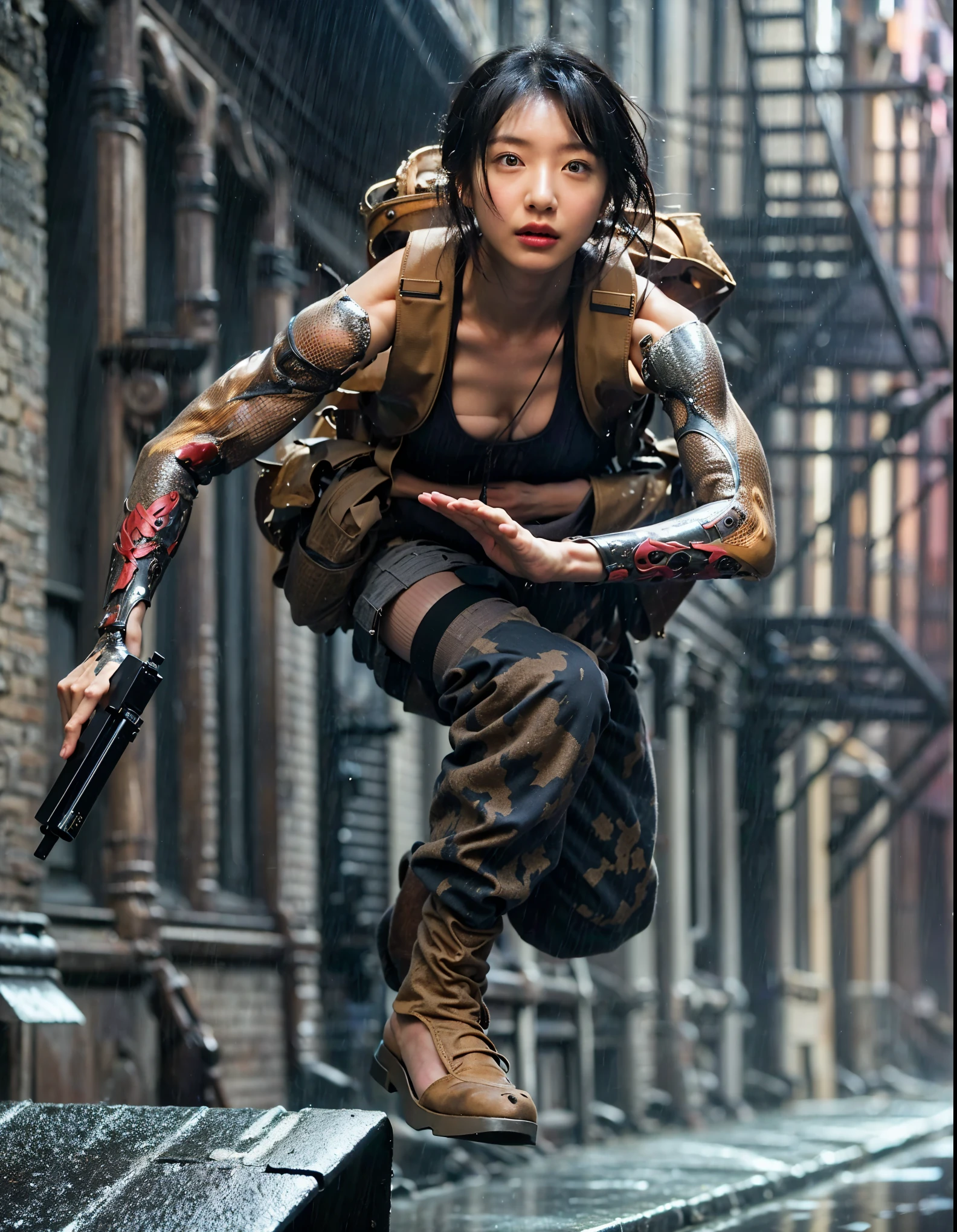 (Completely live action:1.37), (Amazingly realistic textures:1.37), (masterpiece, best quality:1.2), (8k uhd, 16k, 32k, ultra high res), amazingly realistic skin, amazingly realistic photo, superrealism, (photorealistic:1.37), (RAW photo), ultimately realistic, (ultimately realistic all details), (ultimately realistic all textures), super realistic lighting, super realistic shadow, (japanese girl:1.5), ((young face)), smiling, happy, super realistic face, ultimately realistic skin, ultimately realistic eyes, (eye make:1.35), ultimately realistic background, ultimately realistic detail up, kkw-ph1, ((drooping eyes, cyberpunk-style cyborg girl, amazingly intricate details, Anatomically perfect hands, mechanical body, silver knight armor, ultra glossy texture, purple hair))