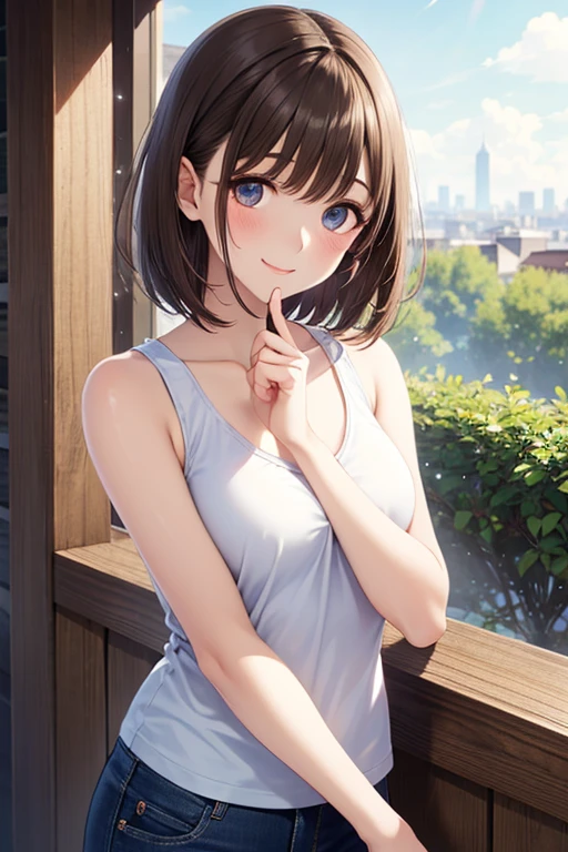 1girl, solo, white polo shirt, white sneakers, tennis wear, white miniskirt, masterpiece, best quality, realistic, hyper-detailed, (shiny skin, sweaty:1.4), absurd, looking at viewer, short black hair, brown eyes, slender, dynamic lighting, high resolution, sharp focus, depth of field, detailed eyes, sharp pupils, realistic pupils, (small breasts:1.6), (thick thighs:1.0), outdoor, sky --auto --s2