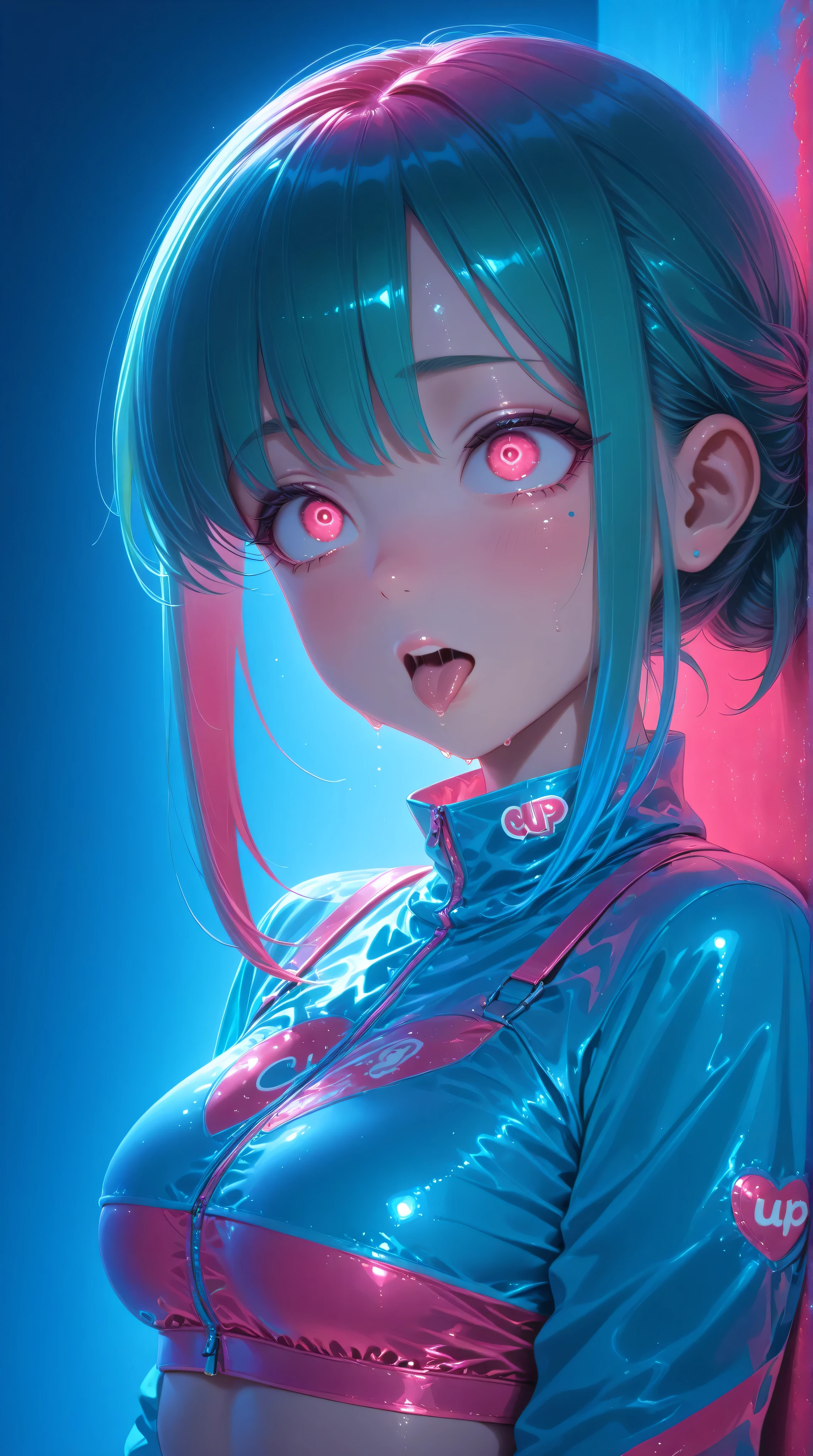 Kizi,Highly detailed, Amazing work,Vitreous luster,((clean backdrop)),In pink,(((blue colors))),green color,red colour,Best quality at best,clean backdrop。ahegao, sexy fashion, upper body,