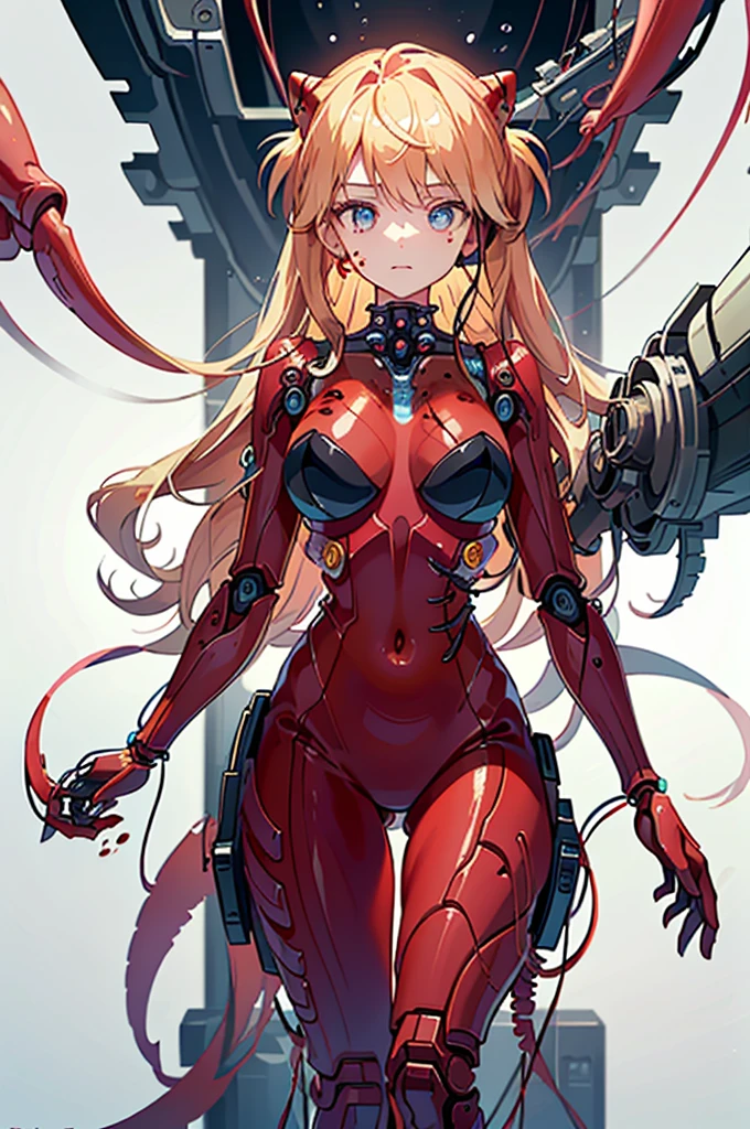 beautiful , ((red)), ((blood power armor)), ((power knuckles)), the perfect body, ((perfect arms)), ((curvy shapes)), crystal hair, big tits