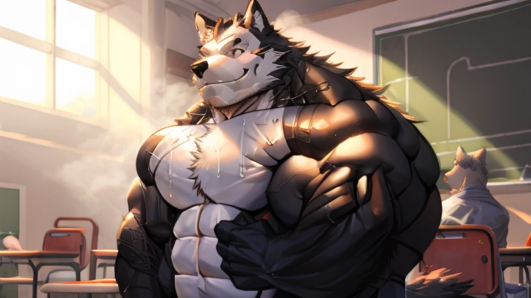(Ultra Detailed),Stay focused,Exquisite eyes,Brown eyes,hairy,look directly,(Black and white fur), black beard,Black Hair,human nature (Bear:1.3), male, Middle-aged and elderly people, brown body, White belly, muscular ,(Crotch bulge),Ultra Detailed的脸,(Messy 1.4),(best quality), (masterpiece), High Detail,high quality,high resolution,16K,close up,Majestic appearance,Overlooking,(Brown fur:1.3),(Topless),(Godfather Clothes)
