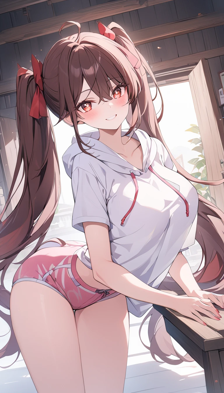 Anime artwork score_9, score_8_up, score_7_up, score_6_up, score_5_up, score_4_up, source_アニメ, BREAK, Thick outline, Thick outline, 明日香_Xl, Brown eyes, Brown Hair, ponytail, White ribbon, Red scarf, Large Breasts, BREAK, 明日香_school_clothes, skirt, White shirt, プリーツskirt, tie, Short sleeve, BREAK, squat, From the back, Striped panties, Butt,