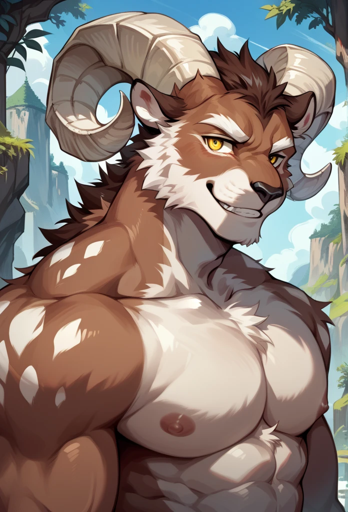 ultra-detailed, masterpiece, masterwork, high quality, best quality, hdr, (nature), posted on e621, (by Chunie ), nsfw, male, solo, (chibi), ((nude, micropneis, foreskin, perfect balls, pubic hair)), (white body minotaur), dragon, (chubby body), (long golden hair, yellow eyes, cross your arms), standing, front view, dynamic angle