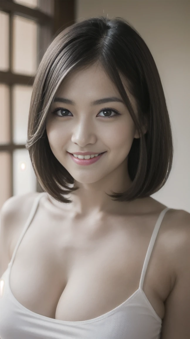 Girl wearing innocent upper class formal dress、(in 8K、Raw photography、Top image quality、masterpiece:1.3)、(realisitic、Photorealsitic:1.4)、(Realistis:1.4)、(Transparency:1.2)、Exposed thighs!!!, raw,(in 8K、top-quality、masterpiece:1.2)、(intricate detailes:1.4)、(Photorealsitic:1.4)、octane renderings、Complex 3D rendering ultra detail, vibrant detail, super detailing, realistic skin textures, Detail Face, Beautiful detail eyes, Very detailed CG Unity 16k wallpaper, make - up, (detailed background:1.2), shinny skin、A smile、small breast