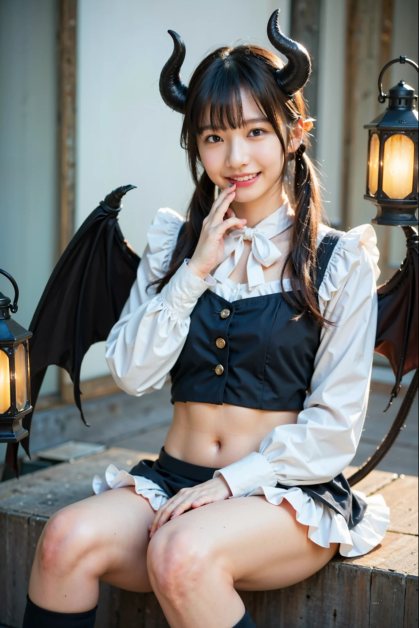 (Completely live action:1.37), (Amazingly realistic textures:1.37), (masterpiece, best quality:1.2), (8k uhd, 16k, 32k, ultra high res), amazingly realistic skin, amazingly realistic photo, superrealism, (photorealistic:1.37), (RAW photo), ultimately realistic, (ultimately realistic all details), (ultimately realistic all textures), super realistic lighting, super realistic shadow, (japanese girl:1.5), ((young face)), smiling, happy, super realistic face, ultimately realistic skin, ultimately realistic eyes, (ultra droopy eye makeup:1.35), ultimately realistic background, ultimately realistic detail up, kkw-ph1, ((ultra droopy eyes, cyberpunk-style cyborg girl, amazingly intricate details, Anatomically perfect hands, mechanical body, silver knight armor, ultra glossy texture, long canine tooth, red eyes))