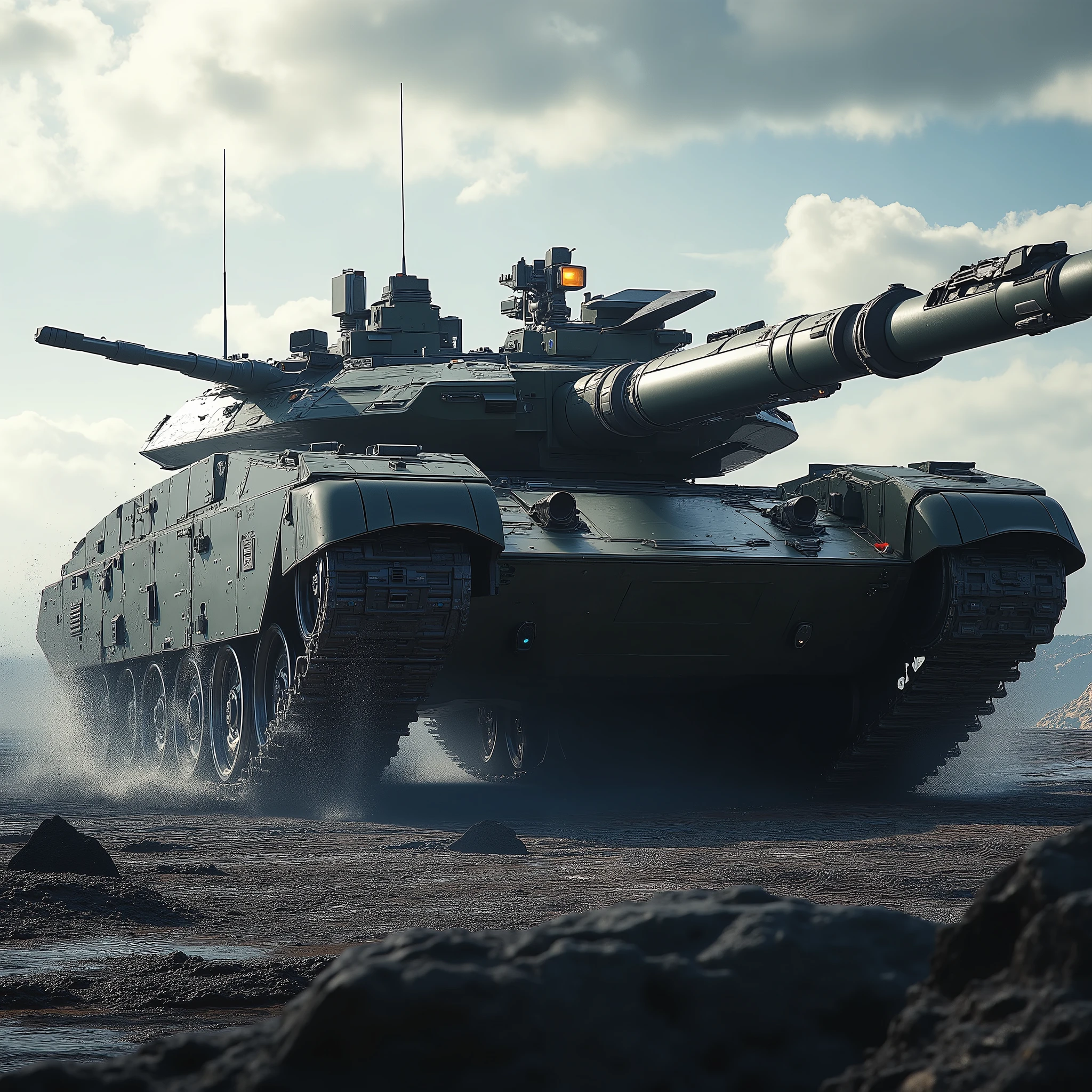 Draw me 1 high tech military tank