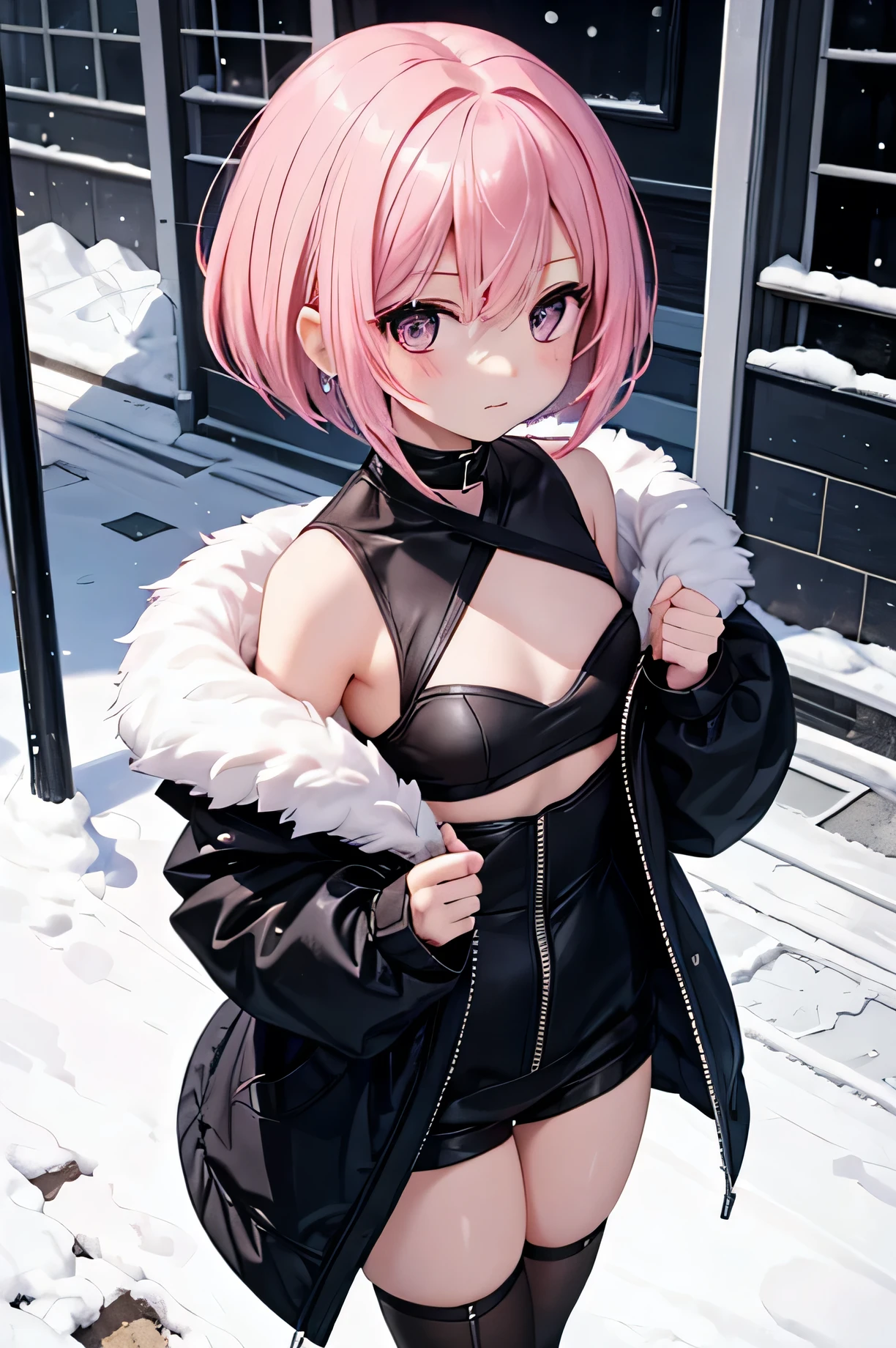 Cute loli elf,(((Small loli,Small body,Little))),(((for 6 years old))),((Anime elf loli with extremely cute and beautiful fuchsia hair)), (((elf))), (((ears of elf))),
(((Flat chest))),((((Fuchsia hair:1.35,Short fuchsia hair,Colored inner hair,Ear breathing)))),((Heterochromia,Eye 1 fuchsia red,Eyes 2 pink,Perfect eyes,Upturned eyes:1.3,Beautiful detailed eyes,fine detailed beautiful eyes:1,big highlight on eyes:1.2,slanty eyes)),(((Freckles on the face,freckle,Freckles girl))),(((Glossy glossy skin:1.5,Bright Skin: 1.5,dark tanned skin,Shiny skin,very shiny skin,shining body,plastic glitter skin,exaggerated shiny skin,Reflective skin))),(delicate detailed fingers,Detailed body,detailed arms,human hand,(Detailed face)),
Cute,slutty,Erotic,Daring,(((NSFW))),
zettai ryouiki,Clothing that exposes,show skin,(((Sexy pink fur coat, Pink fur coat, Wearing a pink fur coat:1.3,Pink winter coat))), ((pink mini-skirt,pink mini-skirt,Hairy edges,visible thong straps)),(White gloves,Pink clothes,Semi-naked,Wear yours with little pink clothes,((((Furry edge clothing)))),(detailed outfits,Detailed clothes),(Steam comes out of the crotch, Urine stains on the crotch, Stand with your legs spread, polution, The patient urinates, Beautiful eyes, light depth of field, HD CG uniform 8K wallpaper, Masterpiece, Detailed background, Dramatic angle, dramatic pose, Fluttering hair, {{Whole body}}, Perfect detail, Realistic skin texture, cleavage, Realistic details of face crotch pee, crotch cleft, Gluteal muscles, Wet crotch, Spill urine, crotch cleft, Wet crotch, The erection, Naked waterfall from the crotch, Mouth open (Screaming, Panting), scissor hands, Waist exposed, Legs exposed, Shoulders exposed, Female genital exposure, Lying, Full body close-up, full of sweat, Blushing, Pink areola, Exposure of female genitalia, Drenched, Sitting, Legs outstretched, Showing, Female genitals, urinating (Spray urine), (Self-comfort, Masturbation), (From female genitalia, Urine outflows translucent