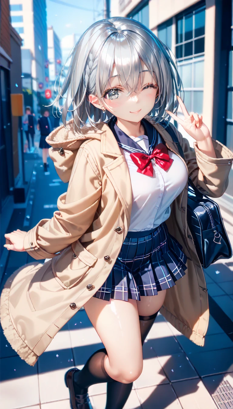 Giantアート, Surreal school girl, 非常に詳細なGiantショット, Giant, short hair, Black Pantyhose, A giant schoolgirl&#39;Much larger than a skyscraper, Wear rimless glasses, Huge boobs, Navy Blue Blazer, Red tie, Mini skirt, Black Pantyhose, I don&#39;t wear shoes., very small metropolis, Miniature metropolis, 足元までの高さしかないMiniature metropolisで、squatting and urinating, The city is a sea of urine, Urine Tsunami, Small trains and cars are flushed with urine., Full body description, GTS, Giga Giantess, Black Pantyhose, Pantyhose Legs, Pantyhose Legs, ,Stomping City,Crush City,Small Town,Micro City, Pee,
