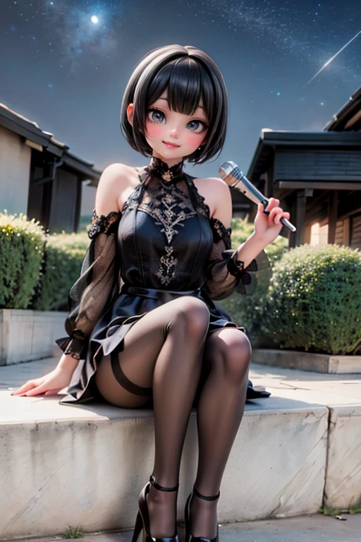 (Masterpiece, Best Quality, Ultra Detailed, 8K, Detailed Light, (Detailed Skin), 1 Sexy Girl, Tifa, Face, 18 years old, Brunette hair, Long hair, Black eyes, Eye reflex, Affectionate Eyes, Detailed Eyes, Solo, Extremely Tender Skin, Hydrated Skin, Skin Reflections, Updraft), Highres, an Extremely Delicate and Beautiful Girl, Realistic, short hair,silver hair,Sailor dress,striped_socks,black choker ,small breast,gyaru,monster,smirk,dog_ears,lie,thumbs_up,straddling,arched_back,Bare arms,chair,butterfly, night,in a meadow,gorgeous