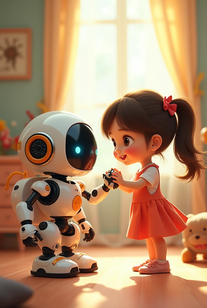 Robot helping blind child