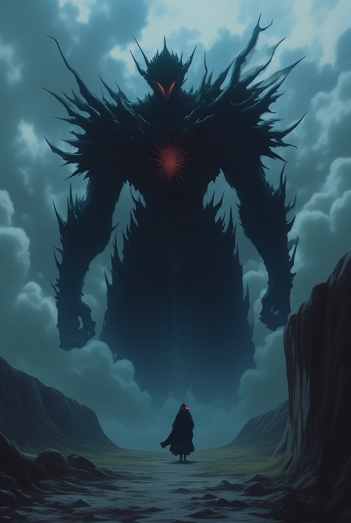 Darkness crature, black, red, monster, anime, man, killer, giant.