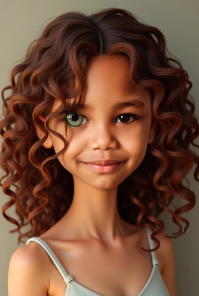 Mixed girl with curly hair with big lips,small nose,teenager
