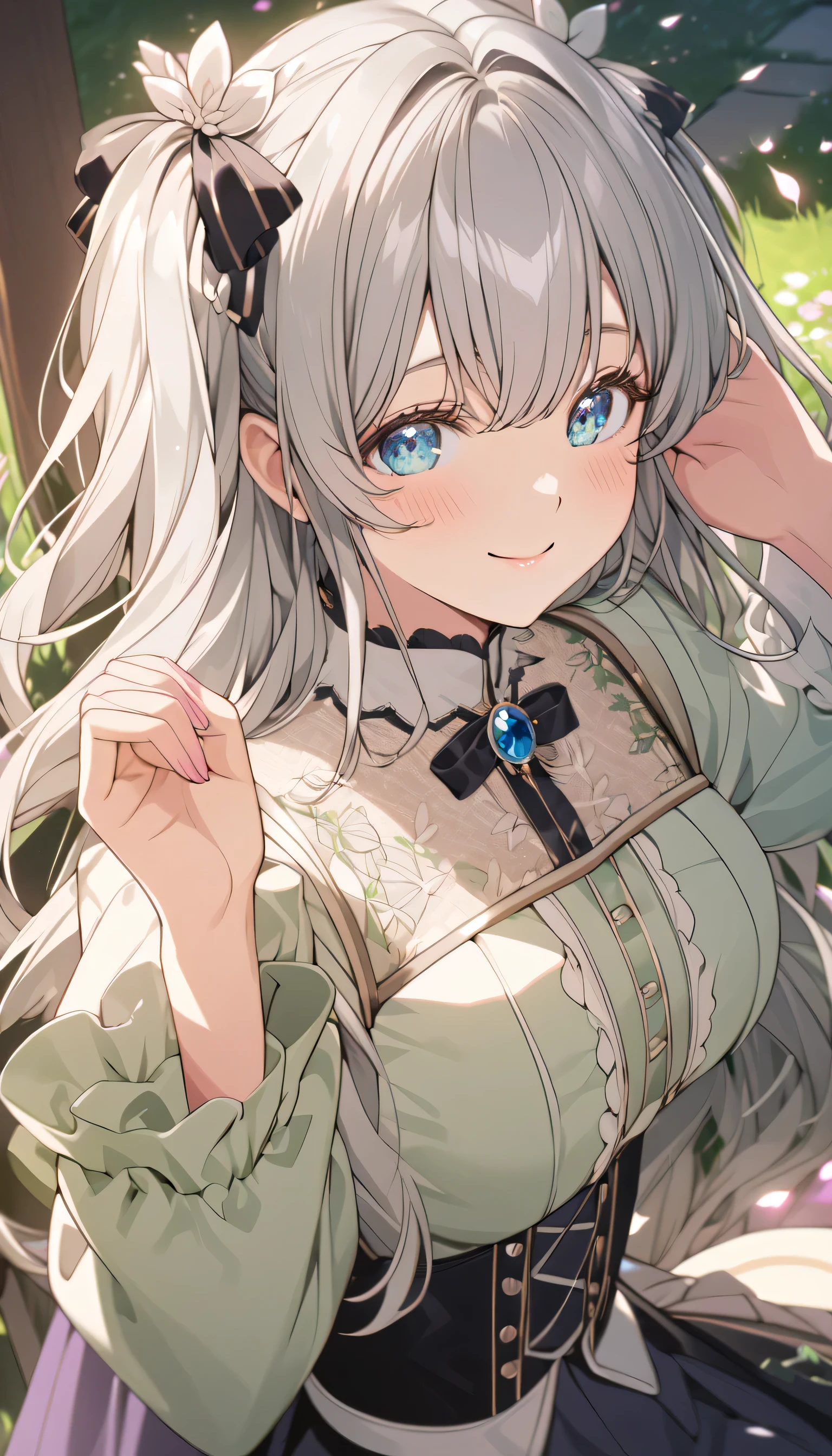 masterpiece, best quality, highres, 1girl white dress, close-up, finger frame, leaning forward <lora:finger_frame_final:1>