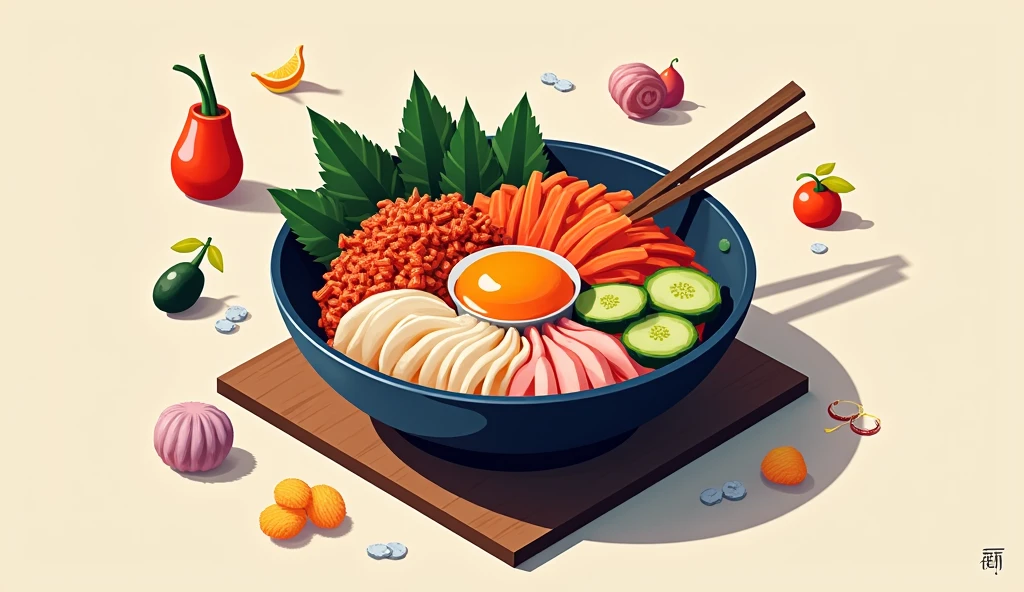 Korean, Food dish, Geometric Style