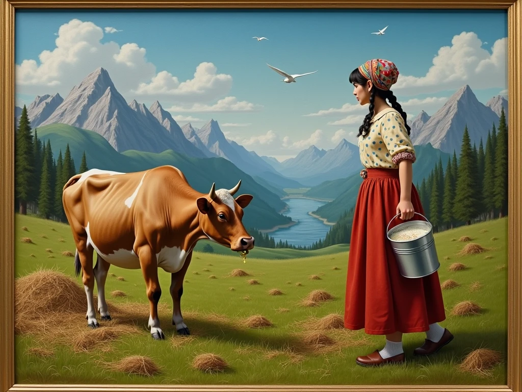 １Pretty Woman、Hats、long trousers、Cute goat 1、pasture