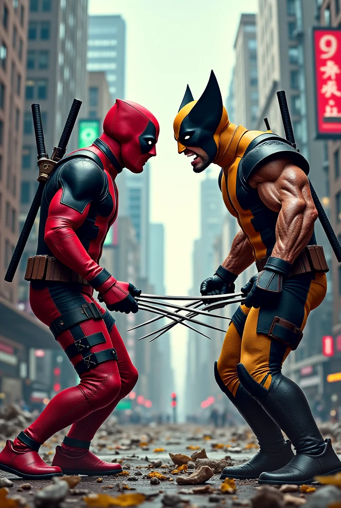 x-man wolverine fighting with deadpool (master piece) (zoom)