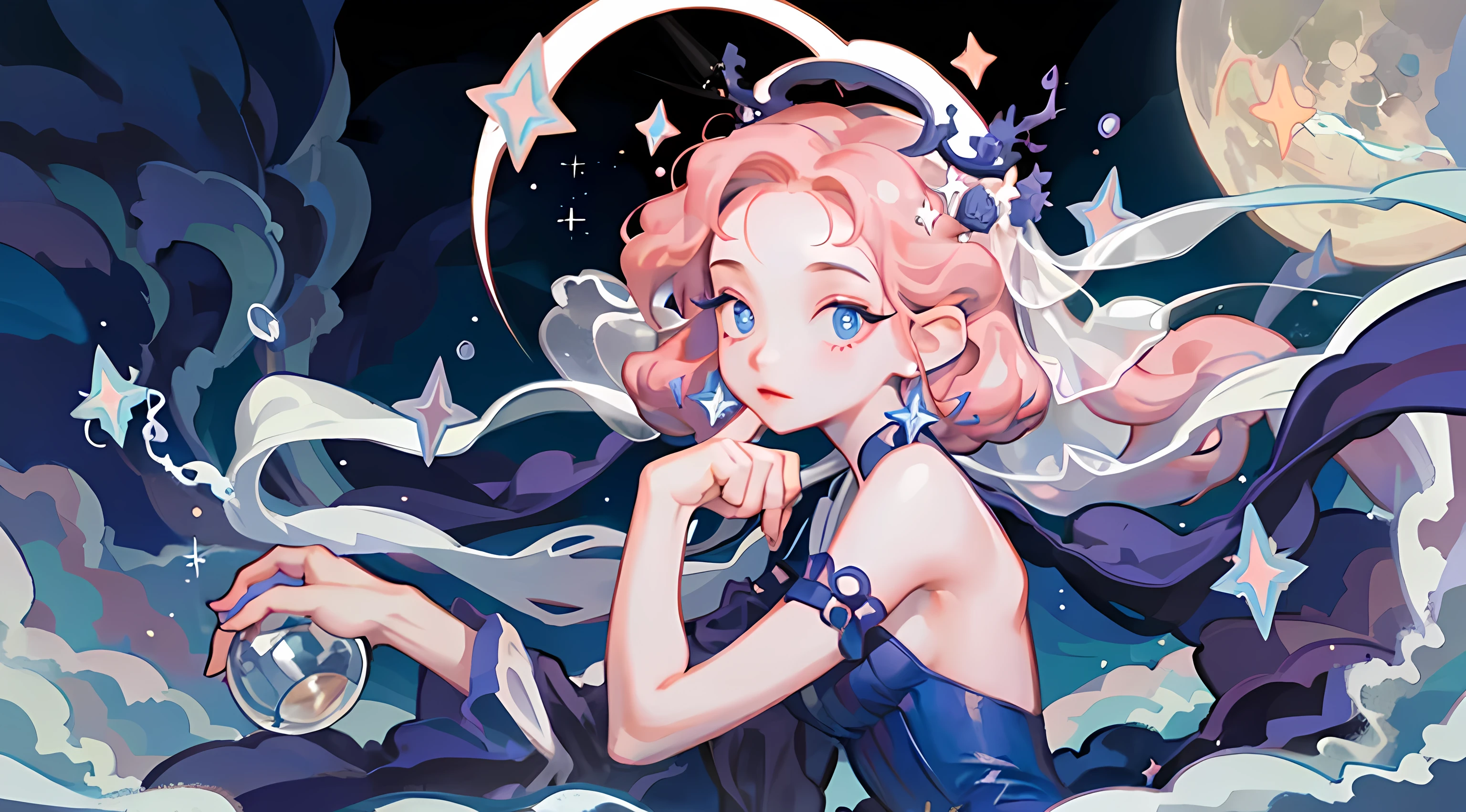 masterpiece, best quality, 8k resolution, sharp focus, intricate detail, beautiful girl, sparkling eyes, golden ratio face, otherworldly liquid, watercolor, ((pastel colors)), bright colors, whimsical, colorful, sharp focus, high resolution, fine detail, princess fantasy ballgown, ((round eyes)), iridescent bubbles, castle landscape in background