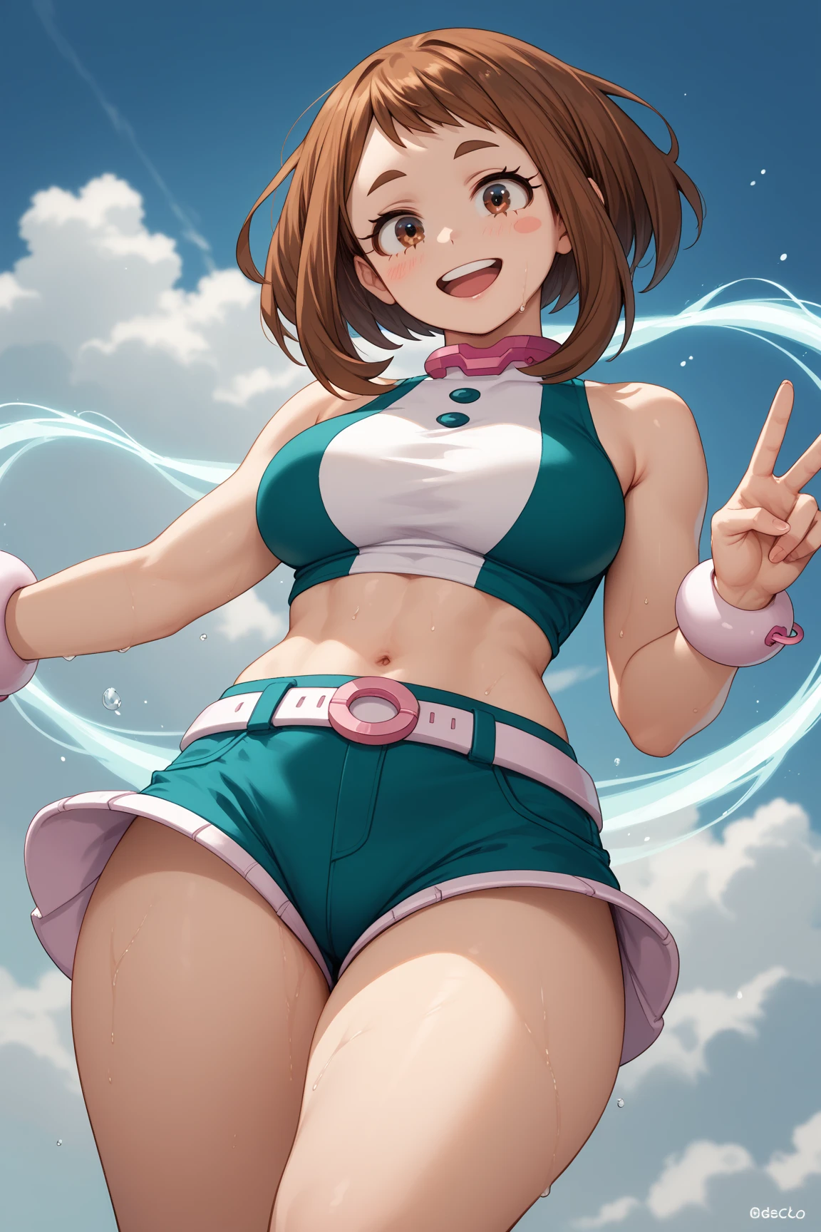 nueva entrenadora pokemon chica estilo anime pelo naranja cuerpo perfecto y grandes , ropa de cuero muy ajustada , ojos hermosos full detalles , muy sexy