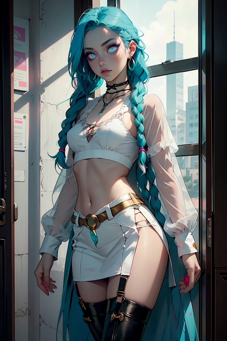 Best Quality, Masterpiece, The ultra-Highres, (realism: 1.4), OriginalPhoto, 1Girl, Green Eyes, off-the-shoulders, Cinematic lighting, Blue hair, At dusk