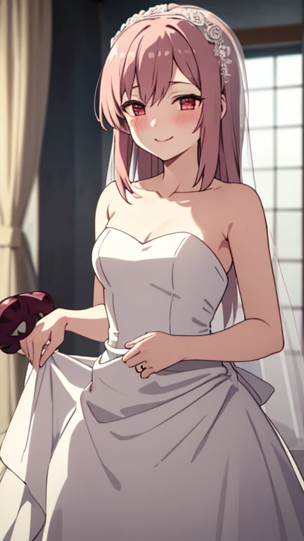 A girl,Long hair, Bangs, Pink Hair, Hair between the eyes, s eyes,蓝色s eyes:(1.5), (Large Breasts:1.2),
rest 锁骨, Wedding dress,veil,wedding,White Dress,Flowers,The skirt is broken,White socks,Tights,White knee socks,
Looking at the audience, whole body,
indoors, church,permanent,permanent,
rest (masterpiece:1.2), best quality, high resolution, Unity 8K wallpaper, (illustration:0.8), (美丽细致s eyes:1.6), Extremely detailed face, Perfect lighting, Extremely detailed CG, (Perfect hands, Perfect anatomical structure),