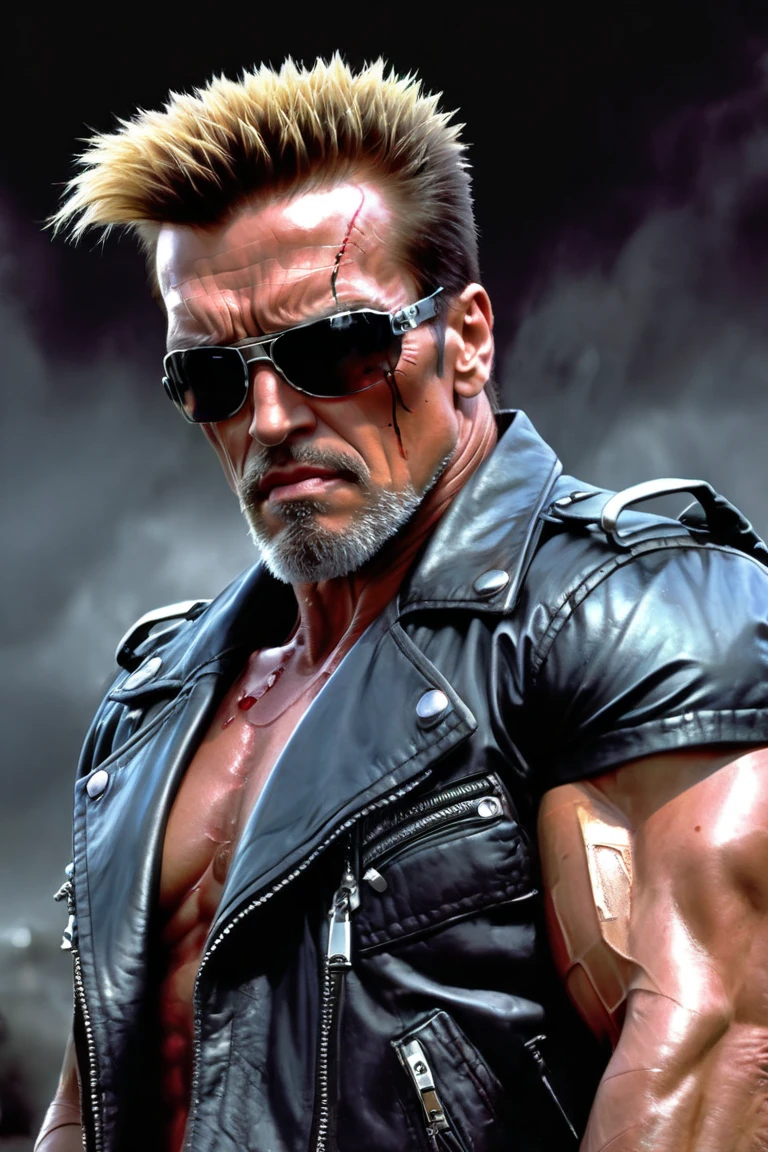 there's a KING man with a bloody face and a bandana, Iki face, 4k detailed horror art, KING DAVID, Portrait from the film 'They Live', terminator art, horror digital art, highly detailed vfx portrait of, Realistic portrait, photorealistic horror, pulp character portrait, barclay shaw 8k fotorrealista, irreal 5. rpg portrait, incredible resemblance
