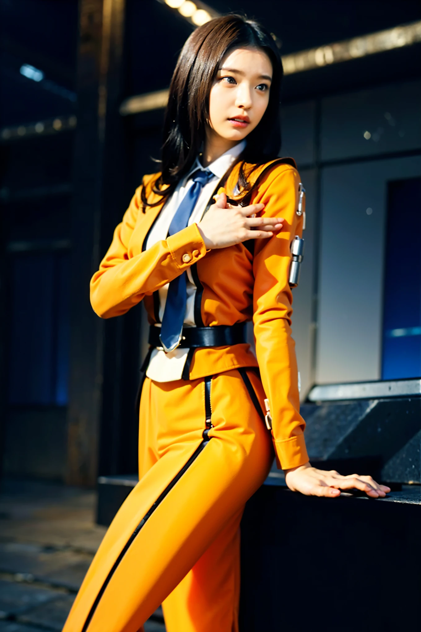 (Completely live action:1.37), (Amazingly realistic textures:1.37), (masterpiece, best quality:1.2), (8k uhd, 16k, 32k, ultra high res), amazingly realistic skin, amazingly realistic photo, superrealism, (photorealistic:1.37), (RAW photo), ultimately realistic, (ultimately realistic all details), (ultimately realistic all textures), super realistic lighting, super realistic shadow, (japanese girl:1.5), ((young face)), smiling, happy, super realistic face, ultimately realistic skin, ultimately realistic eyes, (amazing droopy eye makeup:1.35), ultimately realistic background, ultimately realistic detail up, kkw-ph1, ((amazing droopy eyes, cyberpunk-style cyborg girl, amazingly intricate details, Anatomically perfect hands, mechanical body, silver knight armor, ultra glossy texture, long canine tooth, red eyes))