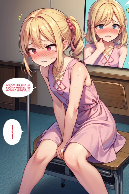 1girl, sexy 11yearold blonde slut is wearing a micro bikini and is presenting her ass to a creepy old man who is taking photos of her ass with his phone. 1 old man in frame.