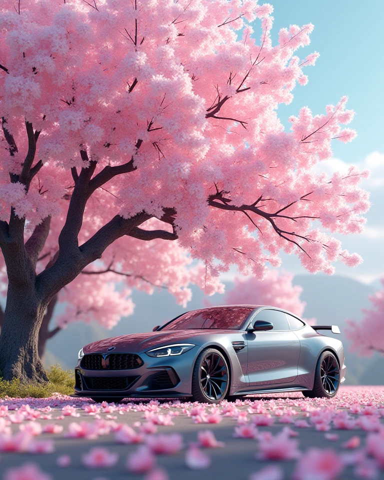 Make a realistic photo of Sakura thumbnail for YouTube with car 