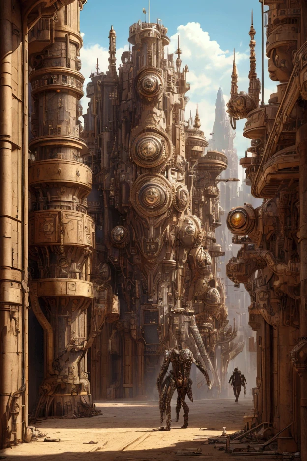 masterpiece, best quality, (full body), ((Shooting from the side)), H R Giger, There is a terror steampunk titan robot, exoskeleton skin, epic fantasy card game art, highly detailed fantasy art, detailed digital 2d fantasy art, epic fantasy artwork, epic fantasty card game art, Magic The Gathering art, symmetrical spectacular fantasy art,  background is all gray 