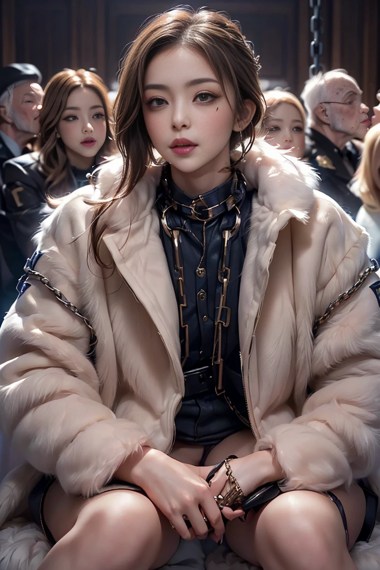 highres,absurdres,masterpiece,best quality,original,extremely detailed CG,extremely detailed wallpaper,perfect lighting,jitome,lips,makeup,standing on the stage,blurry background,
<lora:fluffy_jacket:0.6>,fluffy jacket,