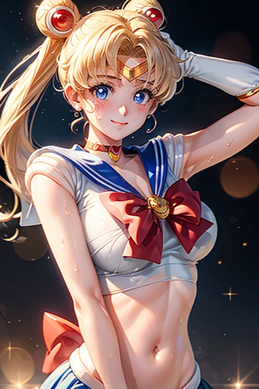 masterpiece、High resolution、High resolution、4K、8k、(((Stand with legs stretched、Big Breasts、Exposing the breasts)))、((Shiny underwear)))、Sailor Warrior Uniforms、Beautiful beauty、Long golden hair、((whole body))、(((Photo taken from below)))、School、classroom、Large Breasts、Big Breastini skirt、Panties are black、Japanese、expensive、Long limbs、18-year-old、tsukino usagi、Tsukino Usagi、Sailor Moon、A beautiful nose like a model、Please put your hands on your hips、Natural smile、Sexy pose、Her hairstyle is twin tails..、Beautiful belly button、Wearing knee-high boots、Absolute area、Cowboy Shot