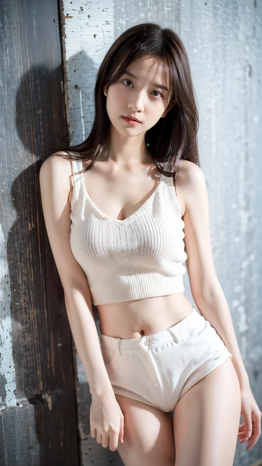 (((Shoot from a low angle below)))、(((White denim、White denim shorts、Pink denim、Denim wrinkled and lifted、The display tray is lifted.、Lift your shorts yourself、White denim shorts)))、(((Panties can be seen through the gaps in the shorts)))、White vest、ultra - detailed、tmasterpiece、top-quality、超A high resolution、8K、high-level image quality、Photogenic clarity、Live action、A detailed eye、gradients、perfect anatomy body proportions ,hdd、NFFSW , Nikon Z9 80mm lens 、masutepiece、Detailed panty pattern、Detailed and clear panty pattern、Bright sunlight and natural light、Crowds in the city、The beautiful bust seems to overflow、Beautiful pointed areola,,,,、Her eyes sparkled.、Brunette Bob hair、、Bright lips and lip gloss、