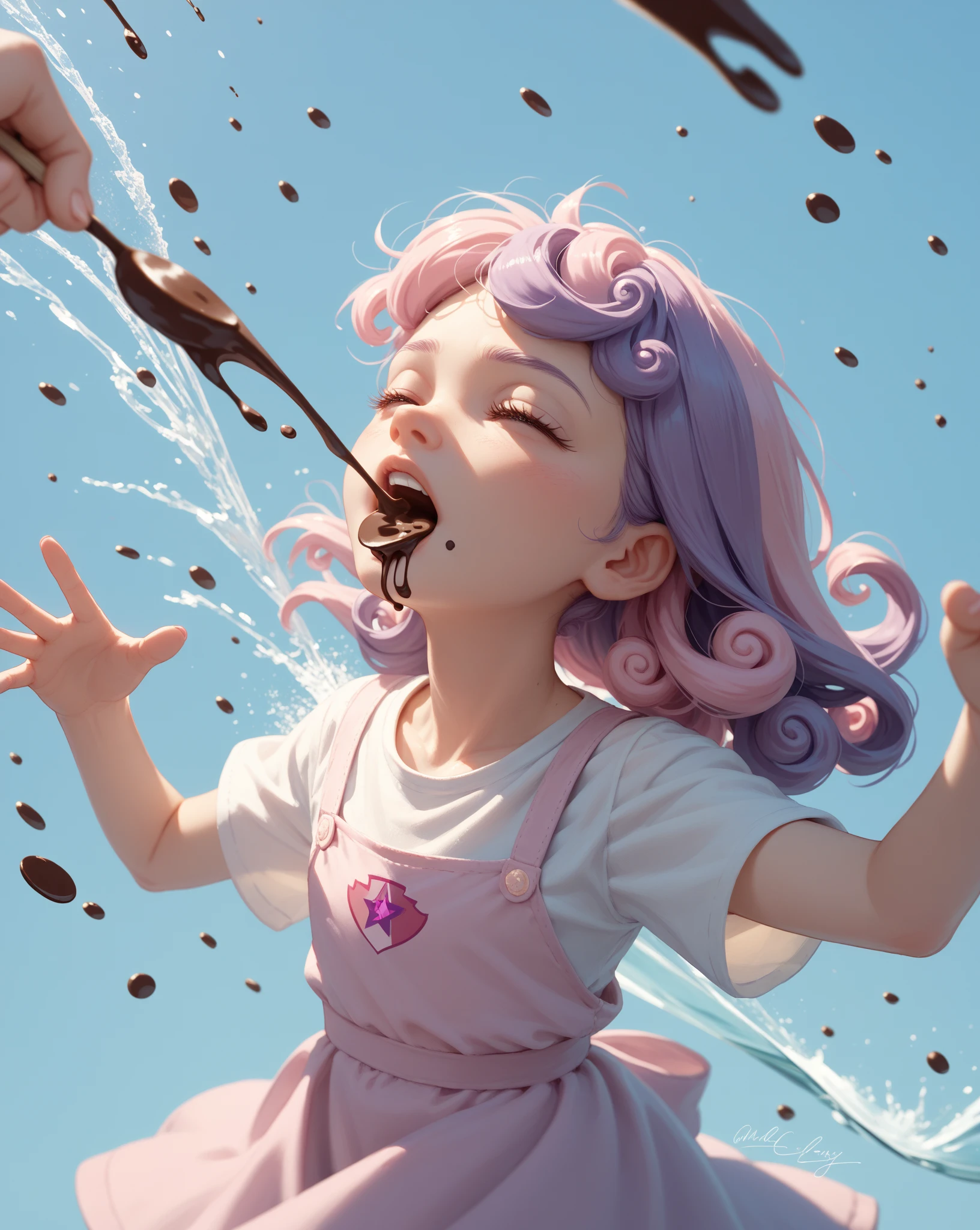 (CG Unity 8k wallpaper extremely detailed, masterpiece, best quality, ultra-detailed), (best lighting, best shadow, dynamic pose), (2women, shocked, stunned, humiliated) in (purple spandex catsuit, covered with white cream, wet and dripping: 1.9) participating in a (pie fight: 1.9) with them (throwing pies: 1.9), (getting smashed with whipped cream: 1.9) and getting (bombarded with pies) witj their (hair splashed with whipped cream: 1.9), (messy game), (wet and messy), (pie throwing), (cream splatters on face: 1.9), (cream splatters on outfit: 1.4), stained clothes, wet clothes, cream explosion, flying cream splash, crushed pies, smeared pies, food fight, ruined outfit, dirty hair, dirty face, whipped cream in mouth, spitting cream