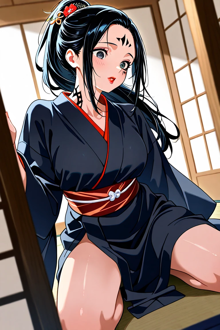 Sakura Jinguji spreads her pussy in a long-sleeved, luxuriously embroidered, super shiny satin dress　She is crying and glaring　Nipples become taut and pointed under clothes