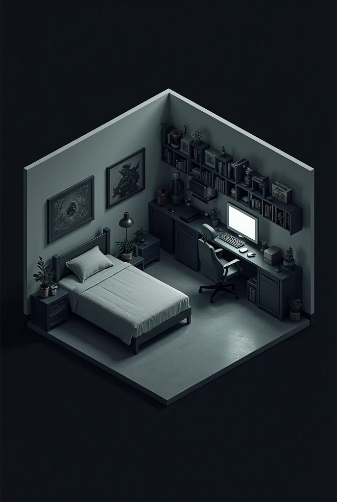 A cosy dark themed modernbedroom