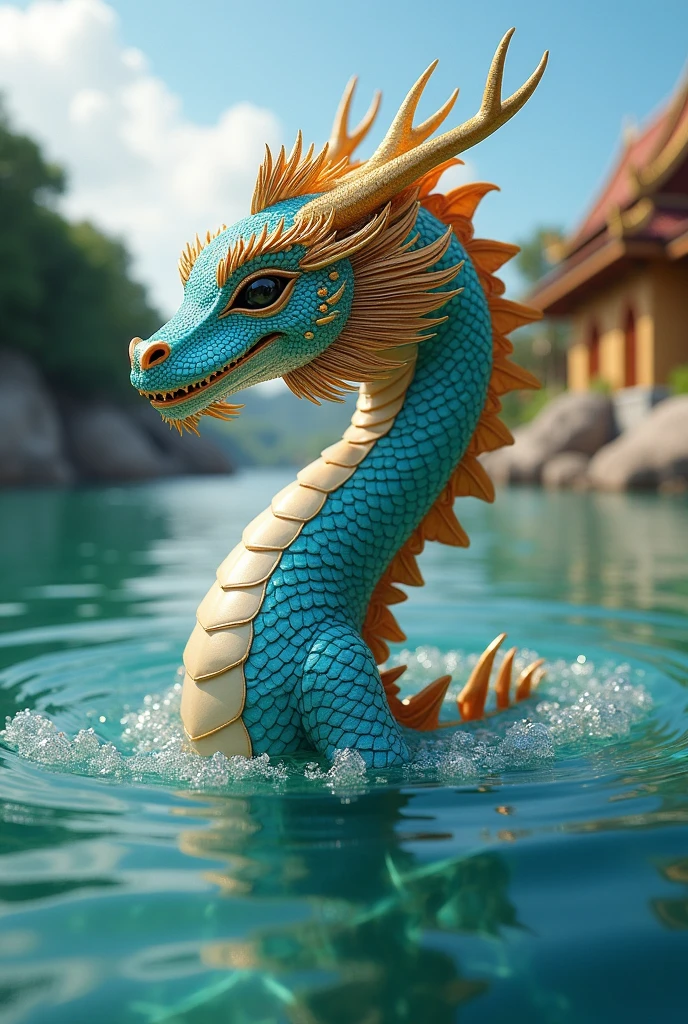 水中有一种Fantasy Creatures(best quality,4K,8k,High level,masterpiece:1.2),Ultra Detailed,(lifelike,Photo real,Photo real:1.37),Highly detailed animals,Complex patterns,Realistic lighting,Fantasy Creatures