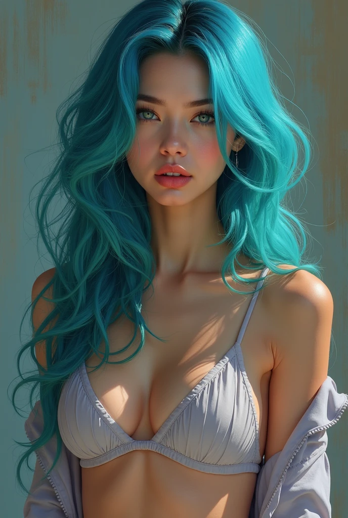 a beautiful nude woman with big messy hair, seductive pose, curvy, full body, vibrant, cute detailed digital art, colorfull digital fantasy art, digital fantasy art ), glossy digital painting, pastel vibrant