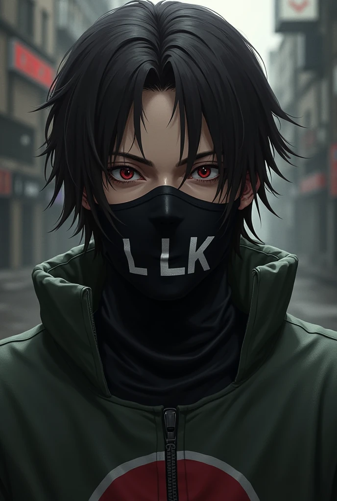 A man wearing a black smiling mask and black robotic style hood