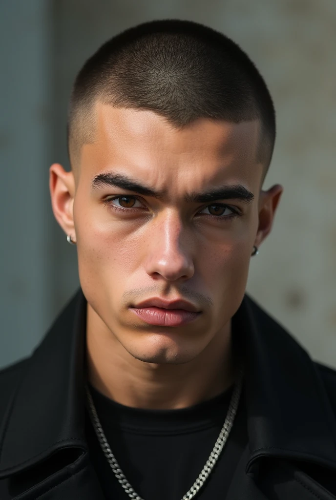 Best quality, masterpiece, ultra high res, (photorealistic:1.4), raw photo, handsome male, buzz cut
