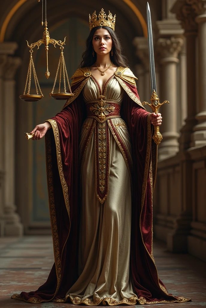 QUEEN IN THE YEAR 991 WITH THE SCALES OF JUSTICE