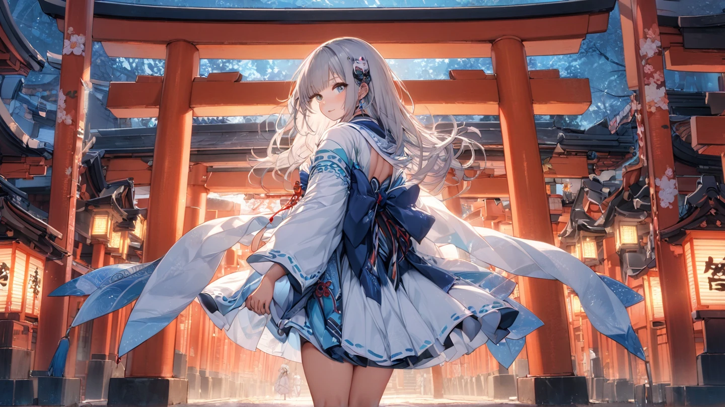 Looking back,
((Kamisato Ayaka in Genshin Impact)), ((semi long beautiful silver blue hair,blunt bangs,pony tail,beautiful blue eyes)), ((panty shot)),((lifting skirt)),((white panties focus)),
(low angle,from below),((masterpiece, highest resolution,best quality)), (beautiful illustration),(solo),(Japanese high ,sailor,mini skirt),(looking back at the viewer), (walking on the moon),(crater,night sky,moon surface,space craft,green earth),(innocent cute smile), (cinematic lighting),