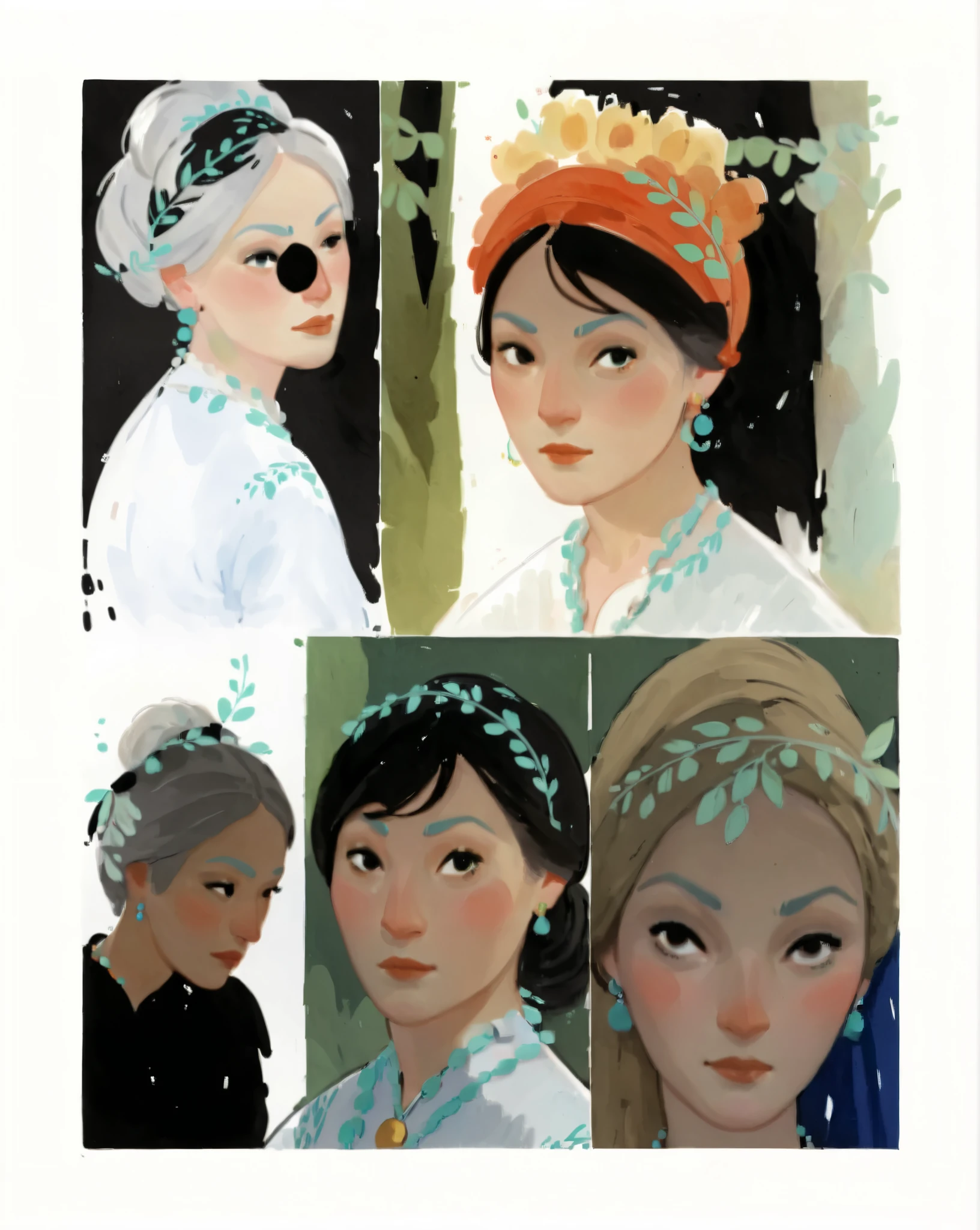 score_9, score_8_up, score_7_up, score_6_up, score_5_up, score_4_up, 1_woman, brow hair, long_hair, wearing a vibrant long peasant medieval dress, detailed clothing, sketches, detailed thick gouache painting, illustration, in gougoupaintleaves style:1.5, hyper_dynamic scene, pov from above, sattan style