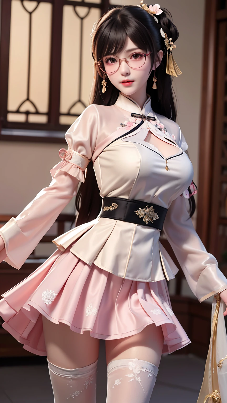 FULL BODY , heels high,she had big breasts and moaned with pleasure, she wear hanfu chinese,Two girl, cute l old, maturbate, big breast, sex kiss breasts her, short skirt, twin tail, CG Unity 8k Wallpaper, in lace thin silk wet , open v chested petticoat, The chest more exposed, detailed hair, green, detail 8k, body, ignette transparent fabric flower, A girl, cute l old, maturbate, big breast, sexy, short skirt, twin tail, CG Unity 8k Wallpaper, in qipao chinese open should ignette transparent fabric thin silk wet ,open v chested qipao chinese, eyes realistic sizing, pleated skirt black, (((round face, blush))), ((table corner is hit her crotch)), (precise depiction of (boobs tit) bra silk), ribbon, (stylish glasses, braid) , cloth shirt vignette transparent fabric flower, fishnet stockings , look at viewer behind, legs , shoes high, on Led lighting on dress