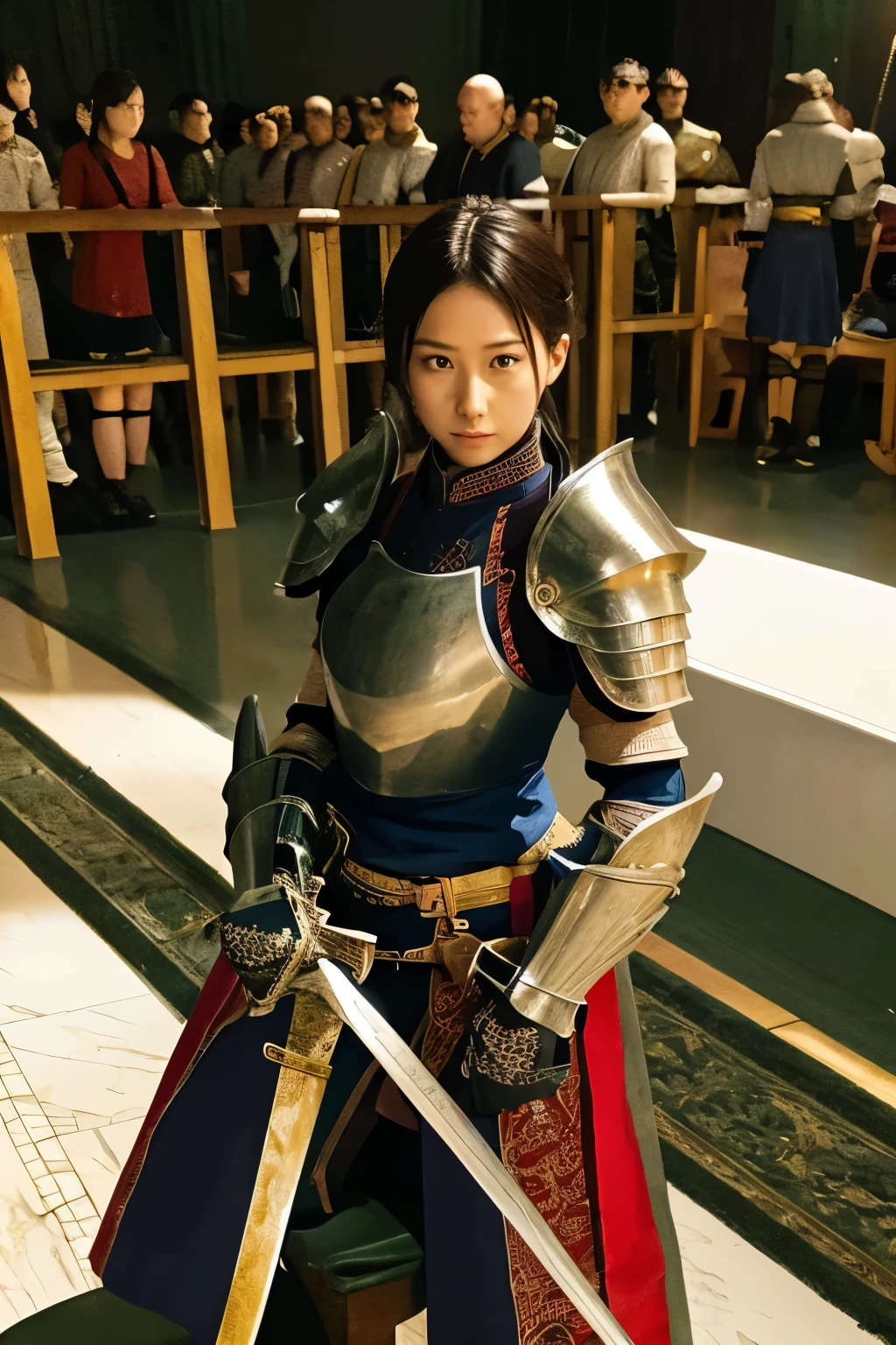 top quality , Masterpiece, high resolution, in the seat, Knight Armor, Are you ready to go to the battlefield with a long sword in your hand 、Ready to go to battle