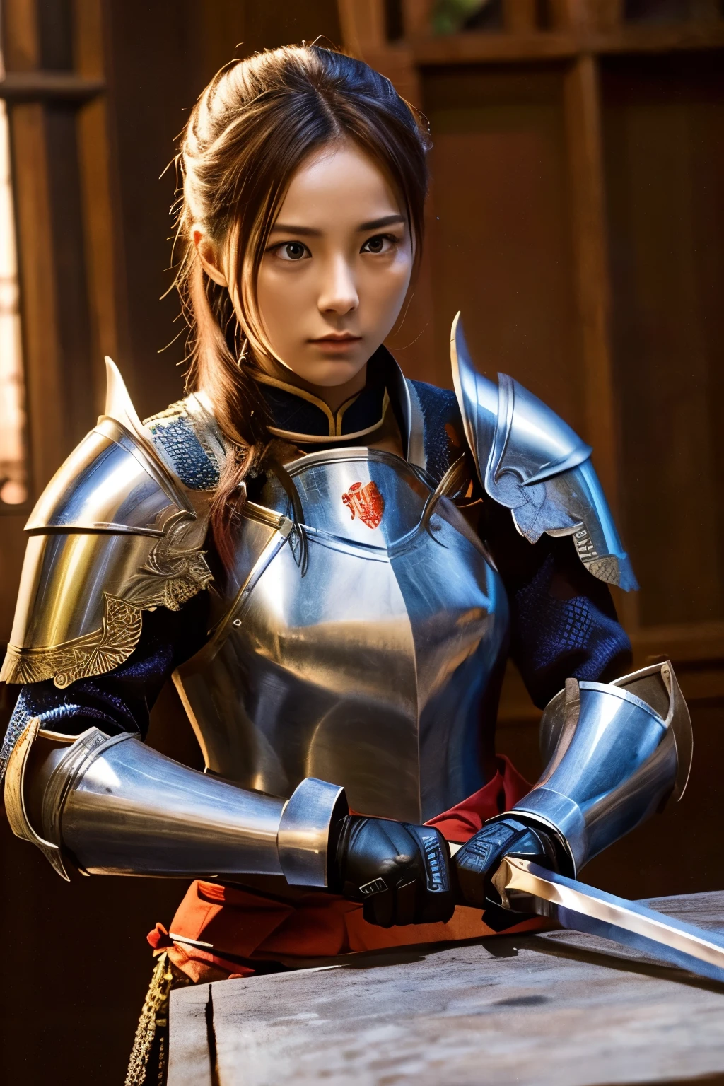 top quality , Masterpiece, high resolution, in the seat, Knight Armor, Are you ready to go to the battlefield with a long sword in your hand 、Ready to go to battle