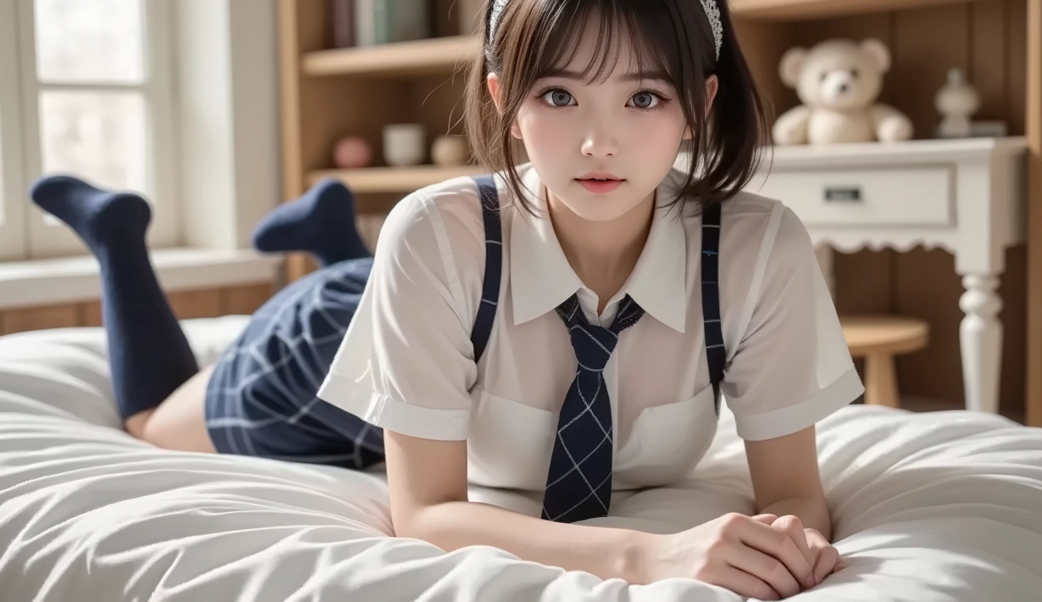 ((((((16 years old))))))、Aya Ueto : 1.2、A charming face、Young face、(((beautiful girl)))、(((A beautiful woman)))、Beautiful woman、Cute woman、Innocent face、((Ultra-detailed face))、((Detailed lips))、((Detailed eyes))、((double eyelid))、(((Beautiful Face)))、(((Beautiful, well-shaped eyes)))、(((Beautiful, well-shaped lips)))、Very Short Hair、ponytail、Pixie cut、BREAK、、BREAK、((((((Wearing school uniform))))))、BREAK、8 heads、(((slender)))、(((Slim body)))、(((Thin body)))、(((Slim woman)))、(((Flat Chest:1.2)))、BREAK、Photographic quality、Natural light、(フォトRealistic:1.4)、(Highest quality:1.2)、(Ultra-high resolution:1.2)、、RAW Photos、Realistic、High Detail、Film Grain、Detail Skin、Symmetrical、Delicate skin、Real human skin、pores、Super detailed、Detailed、(masterpiece : 1.2)、Thin face、Sharp Face、Small Face、Small face、Narrow shoulders、Small shoulders、Small shoulders幅、Slim shoulders、Narrow shoulders幅、Beautiful Japanese Woman、Beautiful Korean Woman、Slim womanモデル、Young Gravure Idol、Realistic young gravure idol、Young Sensual Gravure Idol、Young Pretty Gravure Idol、Japanese Model、Young Gravure Idol、((From the knee up))、Showing small breasts、She spreads her legs and shows her pussy、Leg spread、(arms behind back:1.0)、having sex、Expressions of ecstasy : 1.4、Squirting、missionary position, spread legs, legs up、(((On all fours with her butt facing me)))